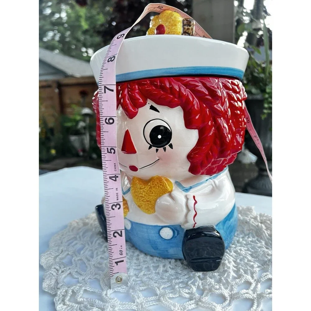 🤩Vintage Raggedy Ann Cookie Jar wearing Raggedy Andy Hat Napcoware Import Japan